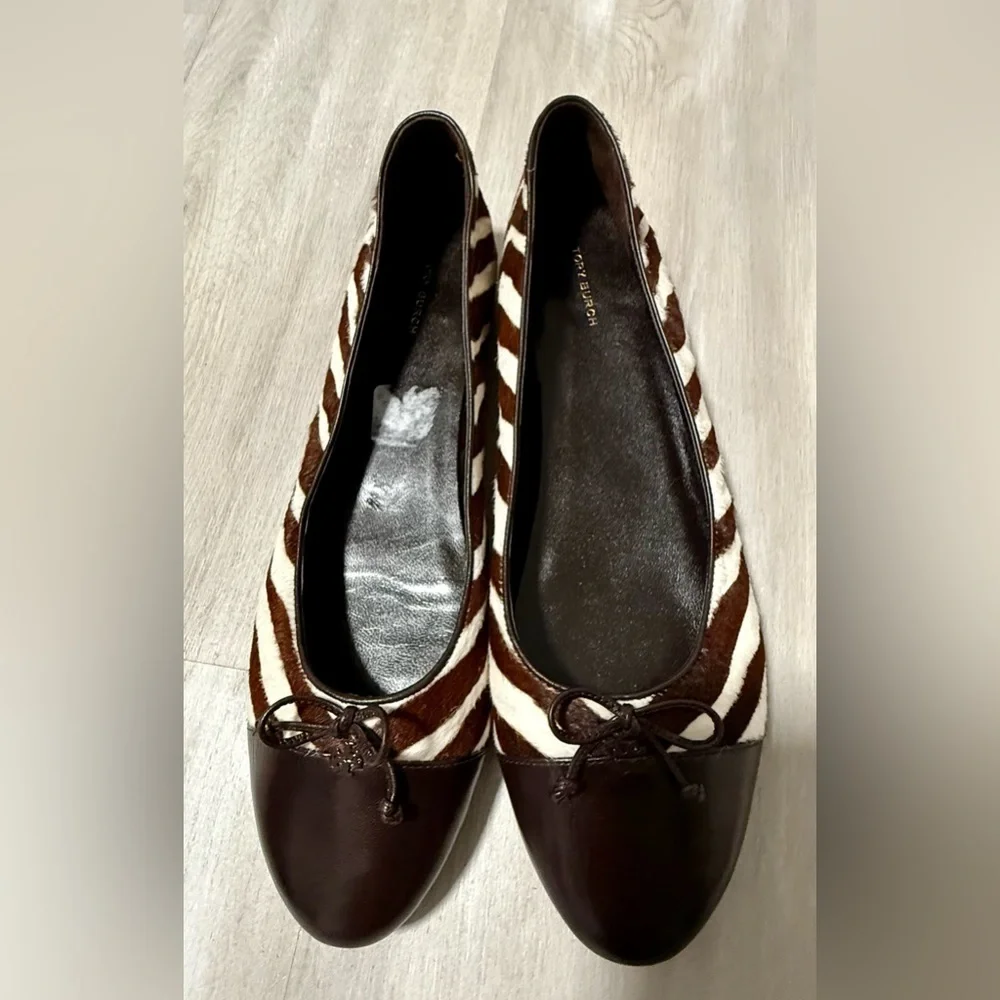 Tory Burch Leopard Print Genuine Calf Hair Ballet Flat Sz 13